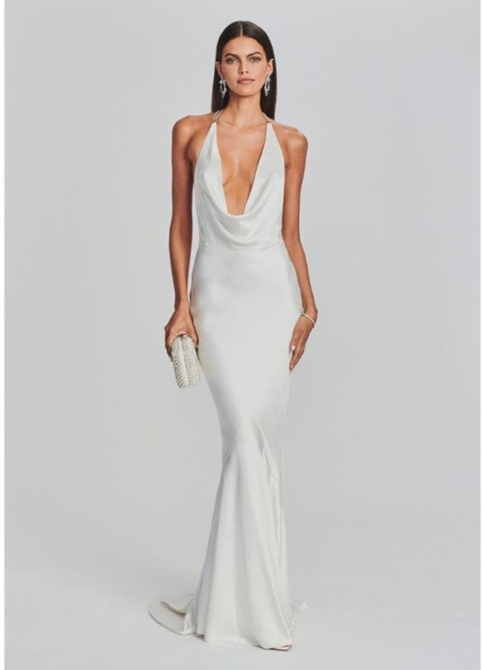 Retrofete Eve Dress in Ivory Size Medium Maxi Open Back Cowl Neckline NWT Bridal